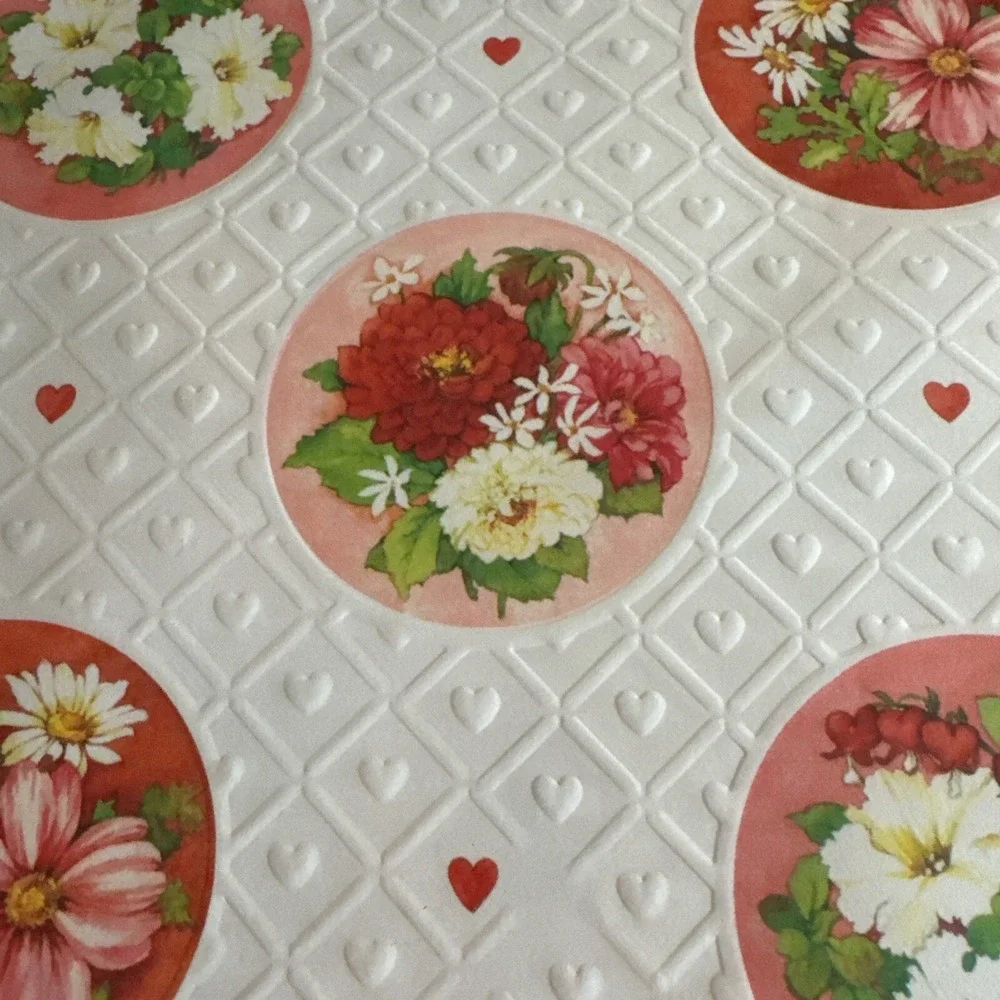 Hallmark Valentine Gift Wrap Paper Lot of‎ 2 Packs Vintage 80s Embossed Floral